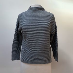 Mock neck ribbed gray sweater